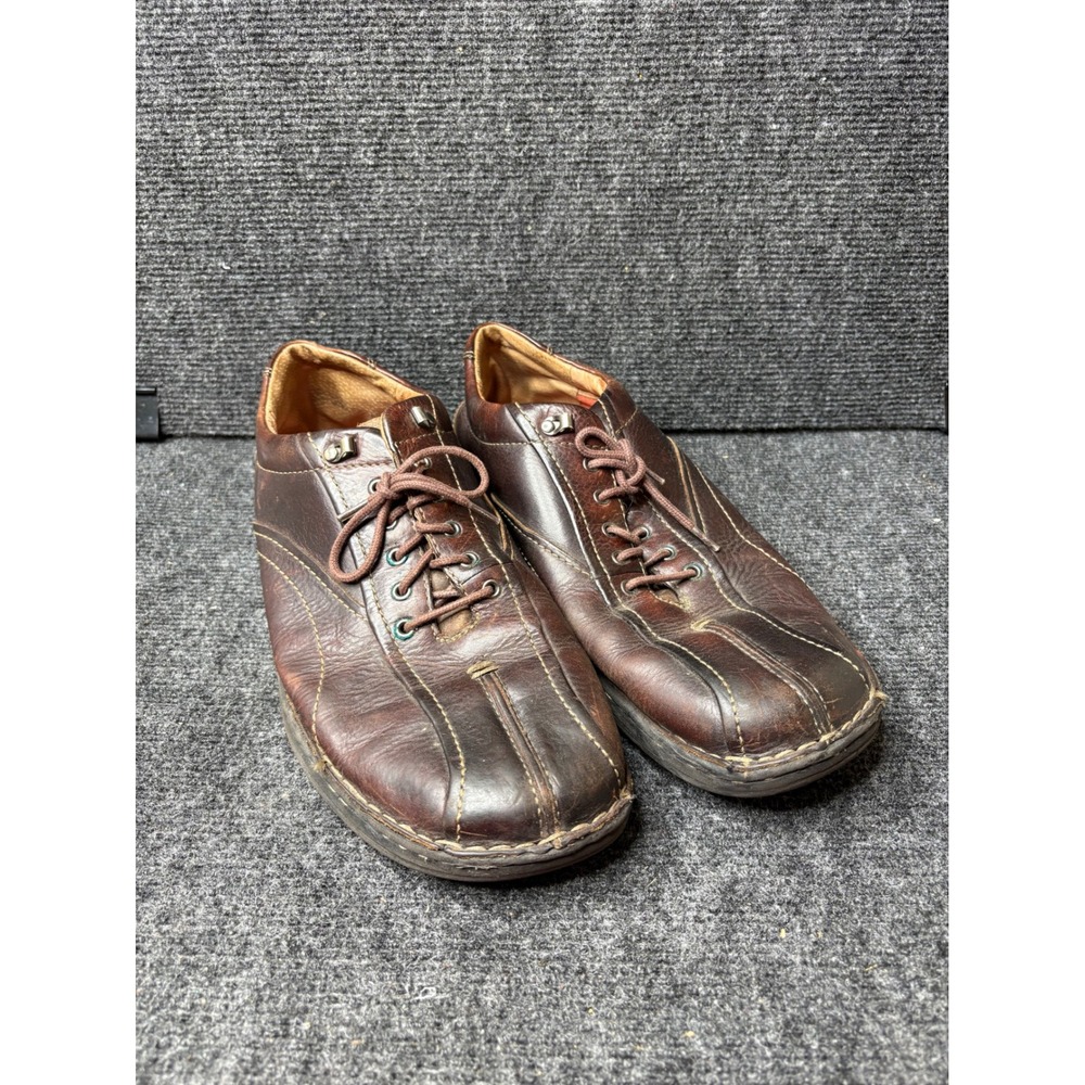 Clarks Mens Brown Leather Oxford Shoes Bicycle Toe Lace Up 75051 Size 10.5 M